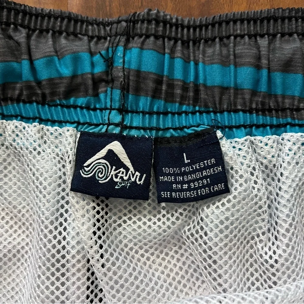 NWT Kanu Surf Men's Victor Blue Black Striped Swim Trunks size large